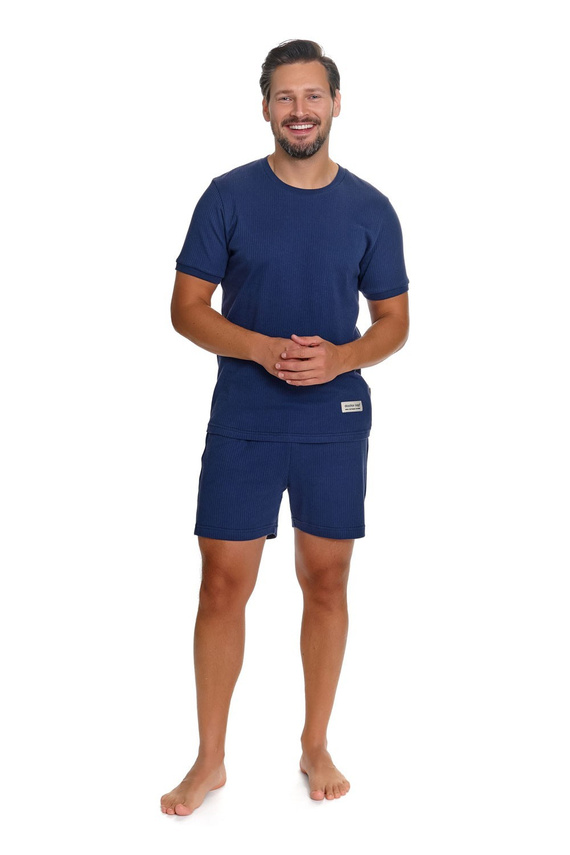 Herren-Pyjama Doctor Nap 7413 Dunkelblau Gerippt Baumwolle T-Shirt Shorts