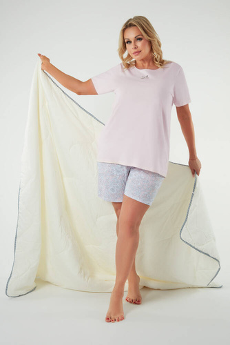 Tacoma Damen-Schlafanzug mit kurzen Ärmeln und Shorts Italian Fashion - lachs/print