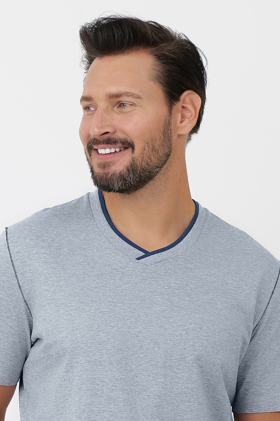 Herren-Pyjama Devon Italian Fashion aus Baumwolle, kurzärmelig, Melange