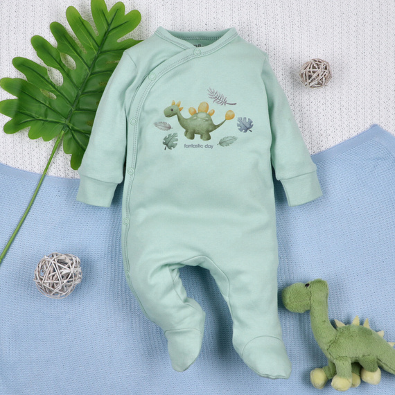 ABN-5568 Dino Explorer Babyclown Nini mint | Bio-Baumwolle, Druckknopfverschluss