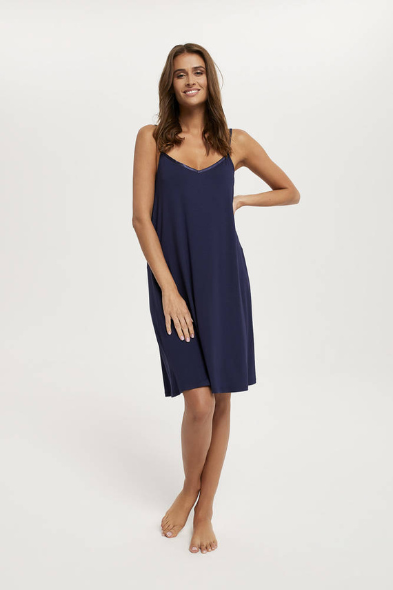 Song Damen Nachthemd, schmaler Träger Italian Fashion - navy blau