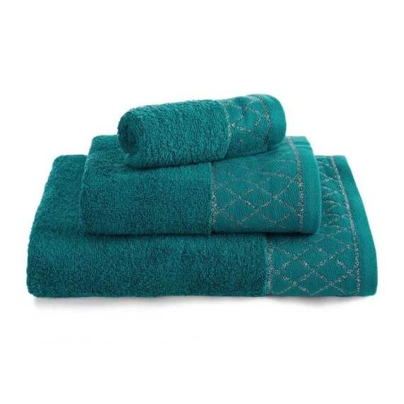 Eurofirany Handtücher Set 3 tlg weich saugstark elegante Handtücher Layla dark turquoise