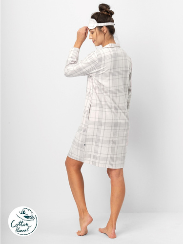 Key LND 401 Damenhemd, hellrosa – Baumwollflanell, lange Ärmel, Knöpfe