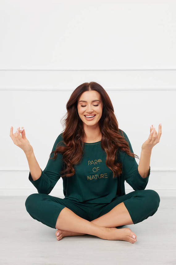 Natura Damen 3/4 Schlafanzug Italian Fashion - grün 