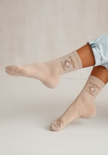 0200-167 Coffee First Damensocken Milena beige