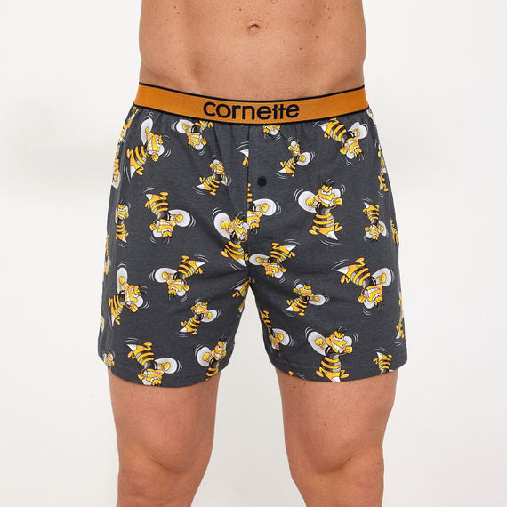 Cornette 881/04 Classic Herren Boxershorts 100% Baumwolle Grafit mit Wespen-Print
