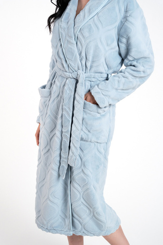 Morena Damen Fleece Morgenmantel Italian Fashion - blau 