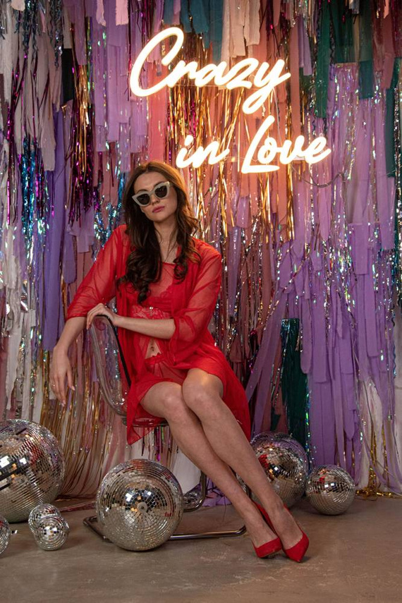 634 Florence trägerloses Nachthemd + Forex Tanga - rot