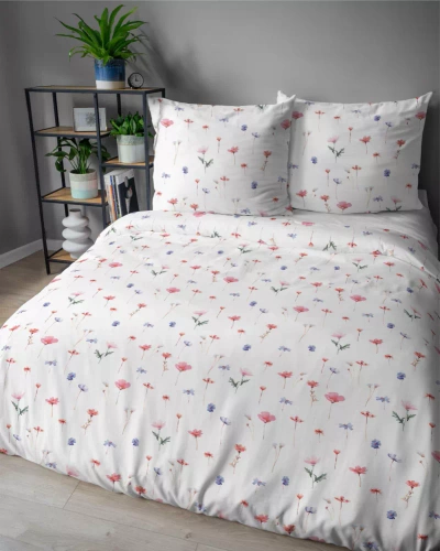 5486 B Detexpol Satin Stories Satinbettwäsche weiß - rosa | 100 % Baumwolle, Satinbindung, Reißverschluss, Geschenkverpackung