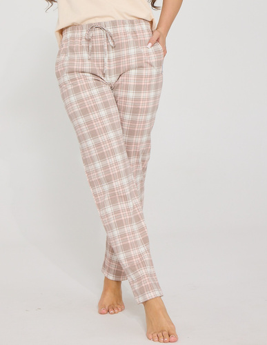 Damen-Pyjamahose Cornette 690/51 100% Baumwolle Pastellkaromuster