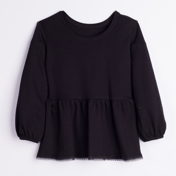 Mädchenbluse Nicol 163706 100% Baumwolle Schwarz mit Volant und Spitze