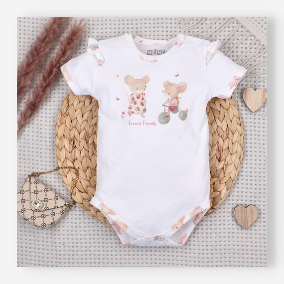 Baby Body Nini Little Mouse Bio-Baumwolle Druckknöpfe Schulter Kurzarm