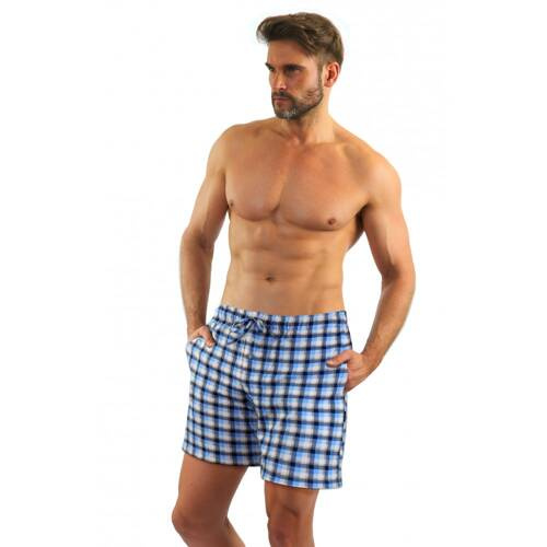 Milo 2 Sesto Senso kurze Pyjamahose, kariert 15, blau