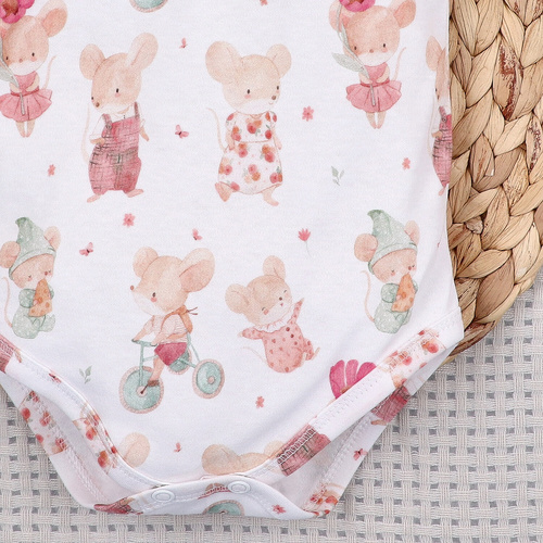 Baby Body Nini Little Mouse Bio-Baumwolle Druckknöpfe Schulter Kurzarm