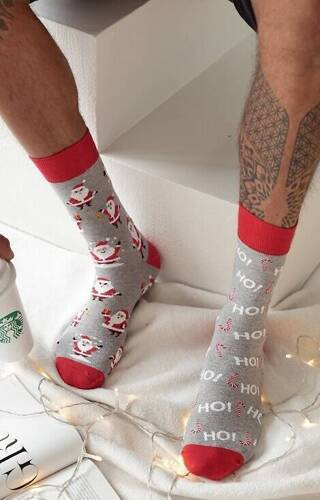 1290-020 Milena Herren-Weihnachtssocken – 02 helle Melange