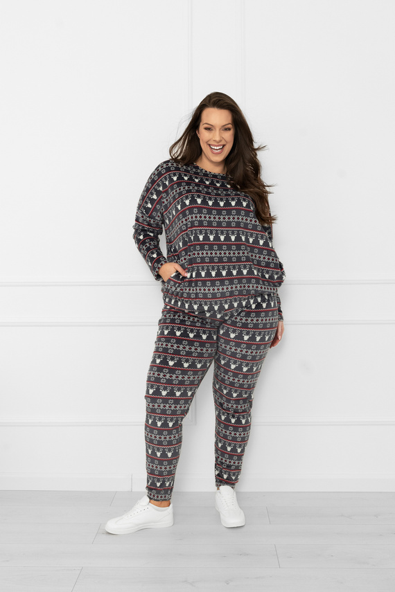 Damenset Navara - Fleeceset im Weihnachtsmuster mit Rentier Italian Fashion - graphit 