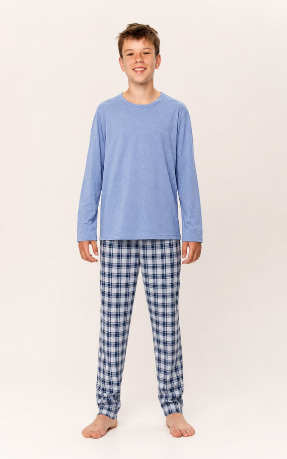 Jungen-Pyjama Taro 3683 Luciano Blau Langarm Baumwolle