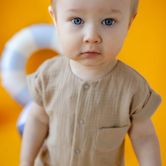 Elephant Rampers Baby Musselin Eevi – beige