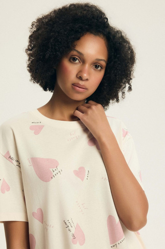 Damenpyjama Elain 44498 Henderson – 100% Baumwolle, Shorts, Herzen