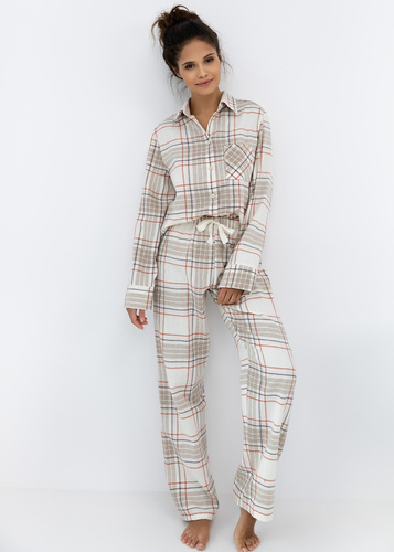 Adalyn Sensis Damenpyjama – karierter Baumwollflanell, mit Knöpfen befestigt