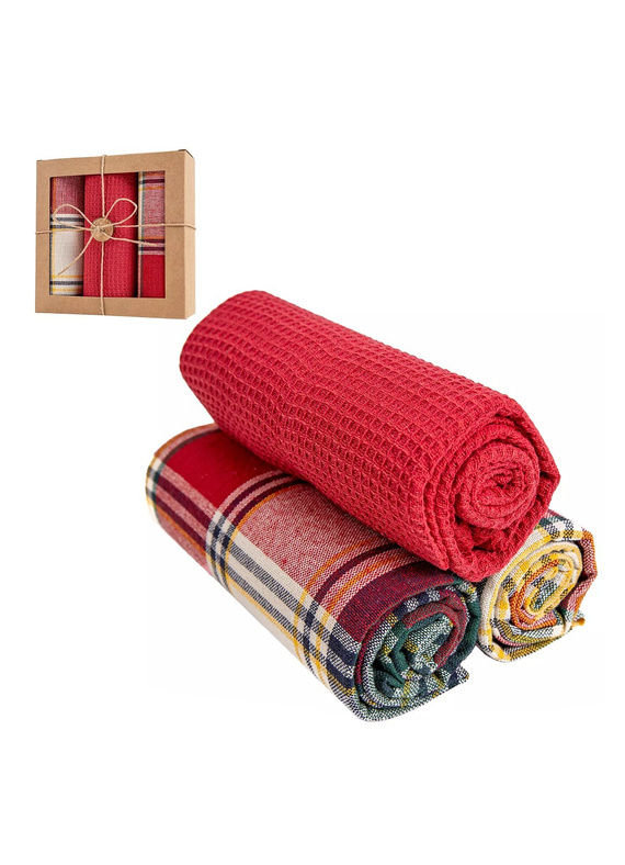 Moraj MRK1500-021 Küchenset – 3 Baumwolltücher in einem dekorativen Korb