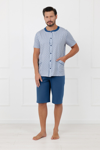 Herren-Pyjama Homer Italian Fashion aus Baumwolle, kurz, zum Öffnen