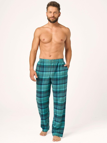 Herren-Pyjamahose Key MHT 048 grün aus Flanell 100% Baumwolle