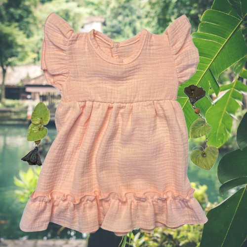 Mamatti SA50406 rosa leichte und luftige Kinder Musselin Kleid