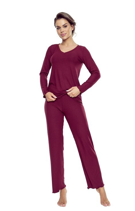 Rosaria Eldar First Lady Burgund – Damen-Pyjama aus Viskose, Set mit langer Hose