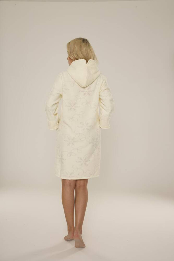 409 Jacquard Kurzer Damenbademantel De Lafense- ecru