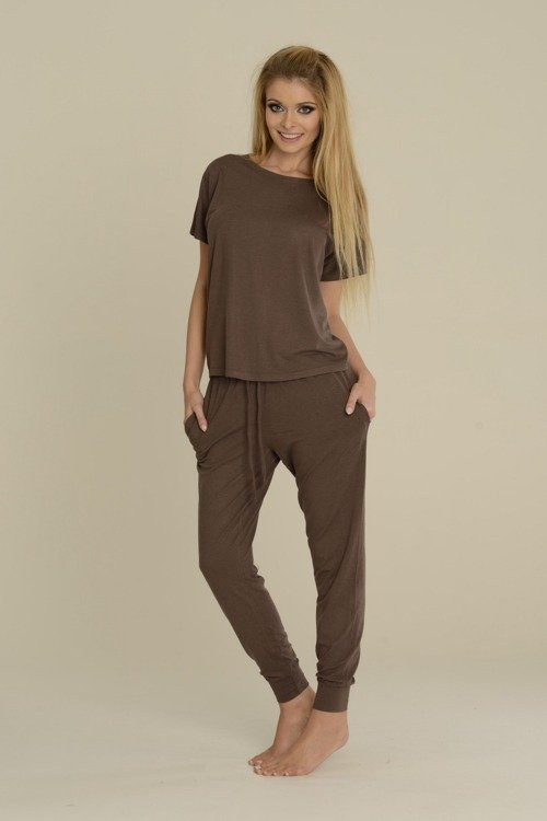 524 Paula Damen Schlafanzug De Lafense - mocca