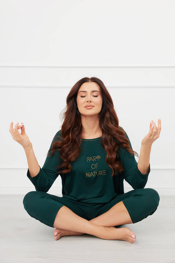 Natura Damen 3/4 Schlafanzug Italian Fashion - grün 