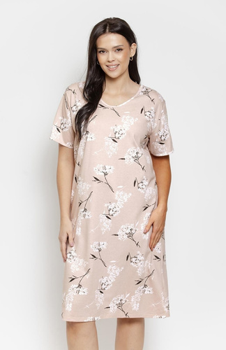 Damen Nachthemd 3555 Fiora Taro 100% Baumwolle Beige