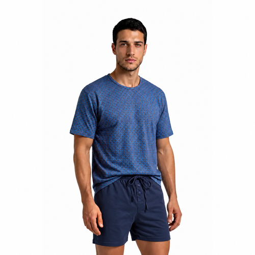 Sesto Senso 2723/12 Granat Herren Baumwoll-Pyjama Kurz 100% Baumwolle