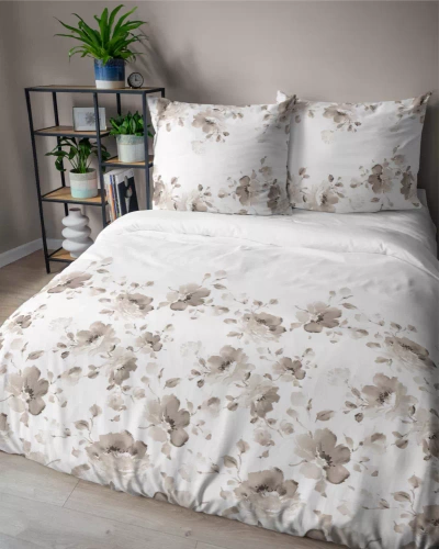 5325 B Satinbettwäsche Blumen Detexpol beige