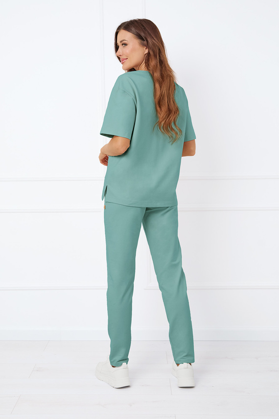 Caro Kurzarmbluse Italian Fashion - Salbei 