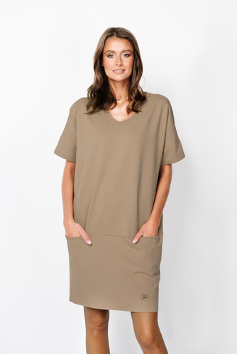 Karina Damen-Tunika mit kurzen Ärmeln Italian Fashion - camel