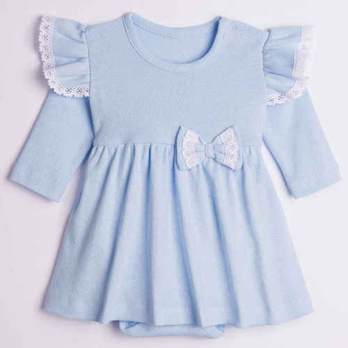 224036 Nicol Mädchen Kleid-Body Blau 100% Baumwolle Ajour