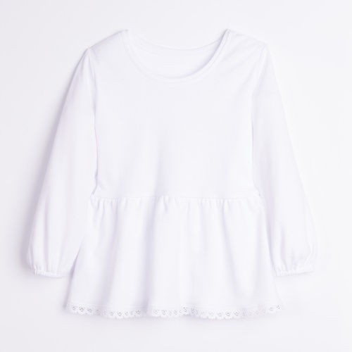 Mädchenbluse Nicol 163705 100% Baumwolle Weiß mit Volant und Spitze
