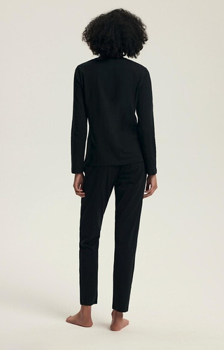 43727 Dairoku Henderson Damenpyjama, schwarz – Baumwolle, lange Ärmel und Hose