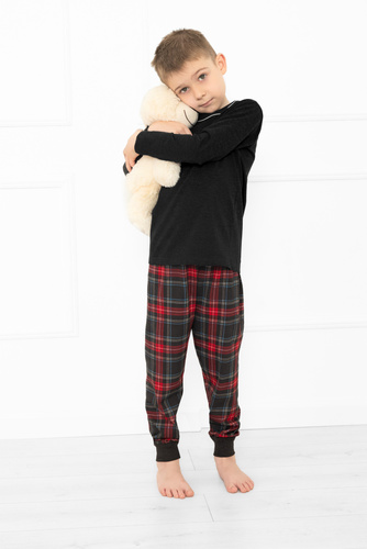 Rusoli Kinderschlafanzug Italian Fashion dark melange - Baumwolle, lang, Weihnachtsmuster