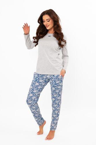 Damen Schlafanzug Boma - lange Ärmel, lange Hose, Baumwolle Italian Fashion - melange/print