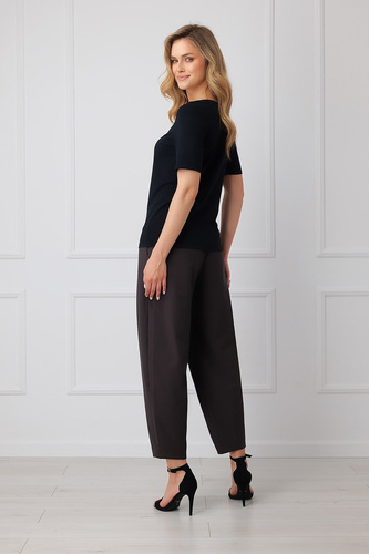 Damenbluse Italian Fashion Liza, 93% Bambus, kurzarm, elastisch – schwarz