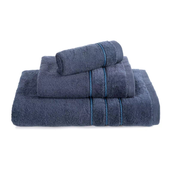 Eurofirany Handtücher Set 3 tlg weich saugstark elegante Handtücher Sibel navy