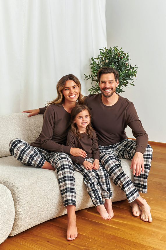 7334 Doctor Nap Herrenpyjama – Baumwolle und Flanell, Brownie-Karomuster