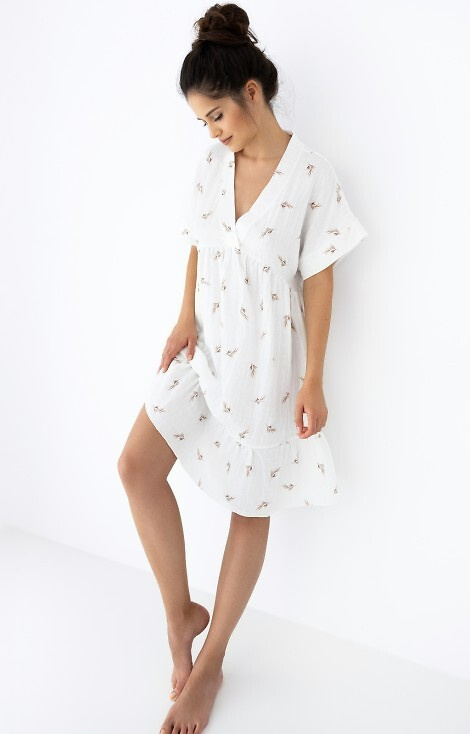 Nastia Sensis Musselin-Nachthemd – Ecru