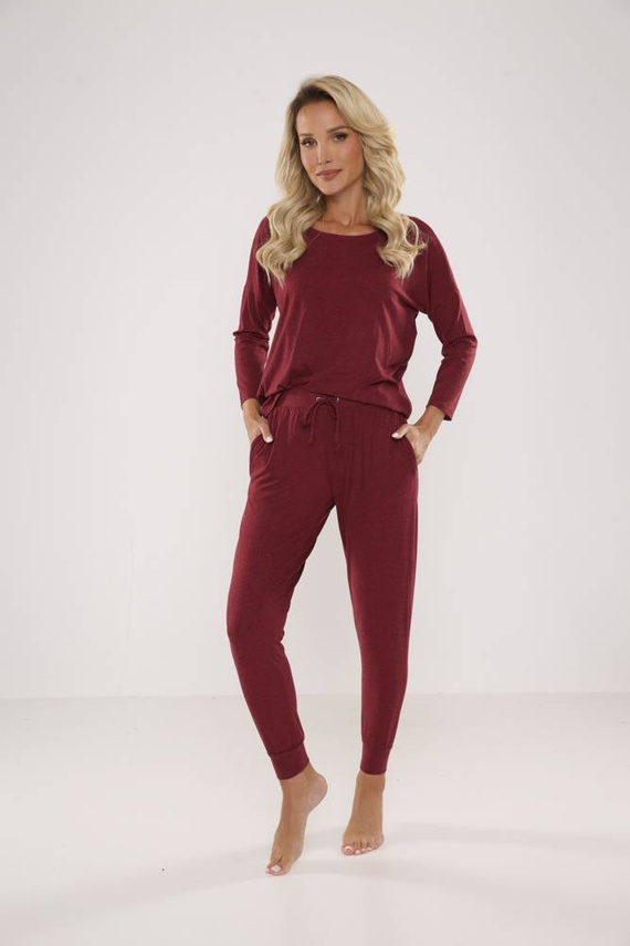 555 Paula Damen Schlafanzug De Lafense - kastanienbraun