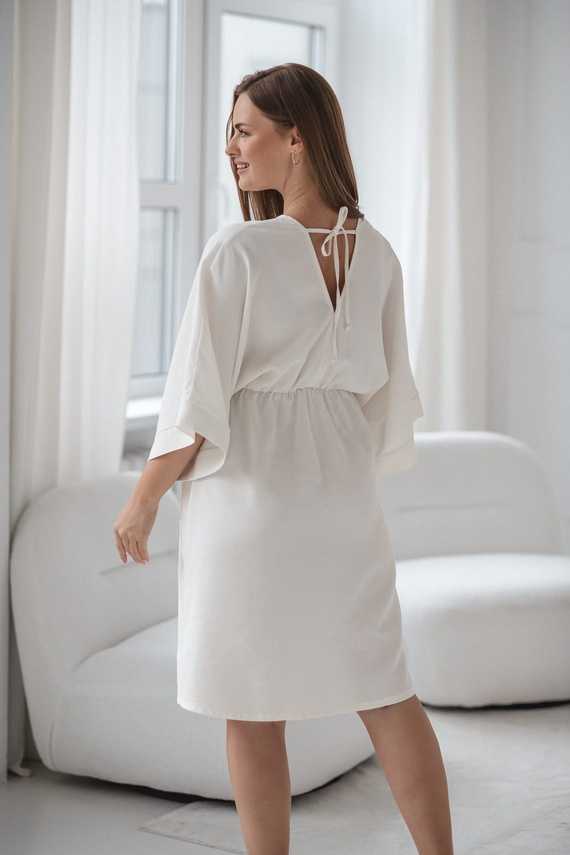 Mama Zen Milk&Love Umstands- und Stillkleid, creme – Kimono mit Reißverschlüssen, Modal