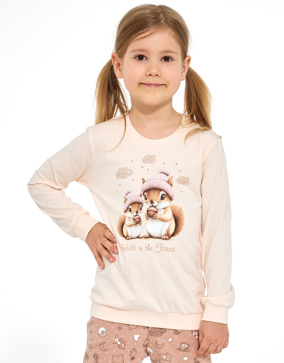 Mädchenpyjama Cornette Snack 594/200, 592/200 – lang, mit Eichhörnchen