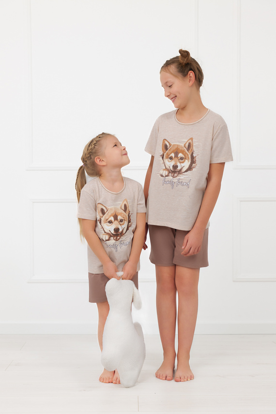 Mädchen Pyjama Shiba Italian Fashion 100% Baumwolle Shorts